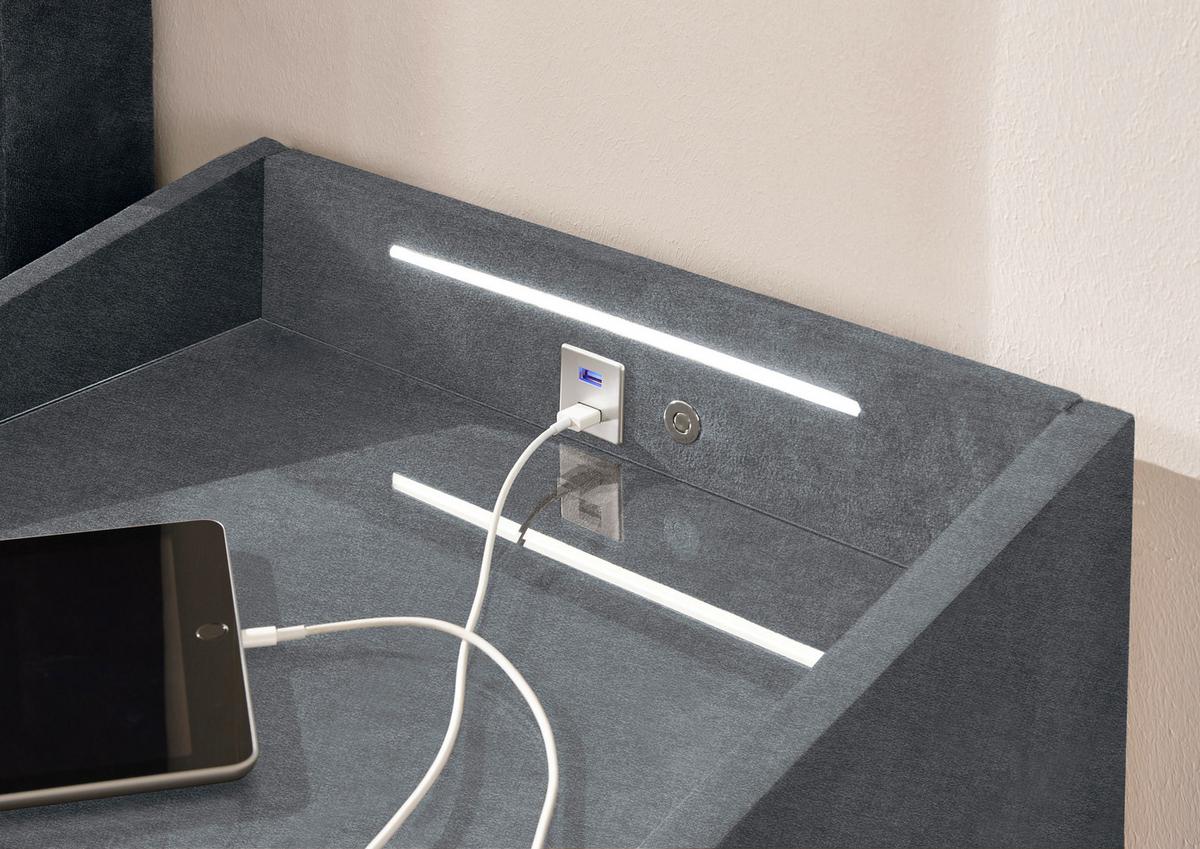 Nachtkästchen Anthrazit Textil H: 61 cm Moon - Anthrazit, Basics, Holzwerkstoff/Textil (47/61/46cm) - MID.YOU