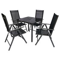 Gartengarnitur 5 Tlg. Metall/schwarz - Schwarz, Basics, Metall (80/73/80cm) - MID.YOU