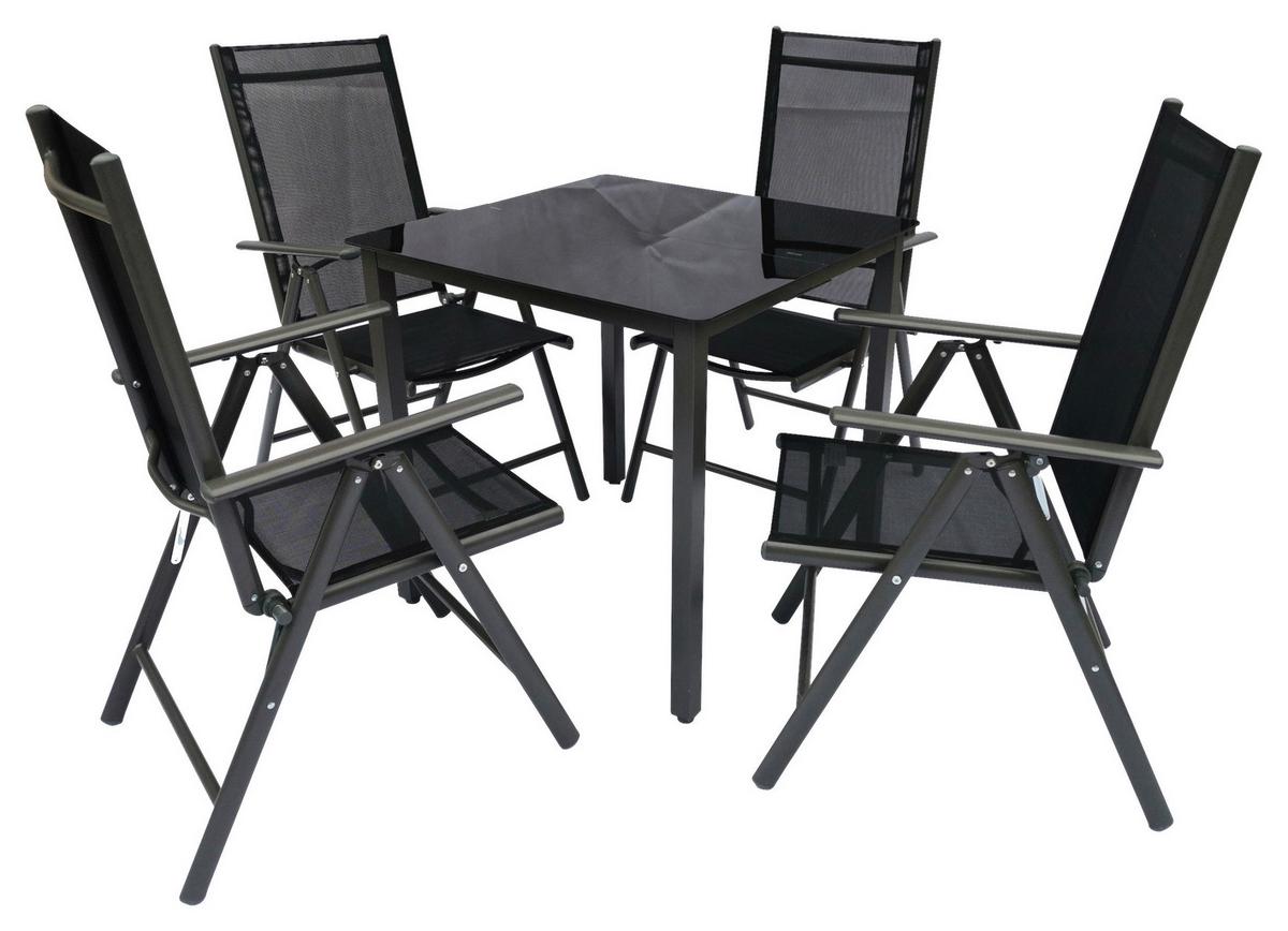 Gartengarnitur 5 Tlg. Metall/schwarz - Schwarz, Basics, Metall (80/73/80cm) - MID.YOU