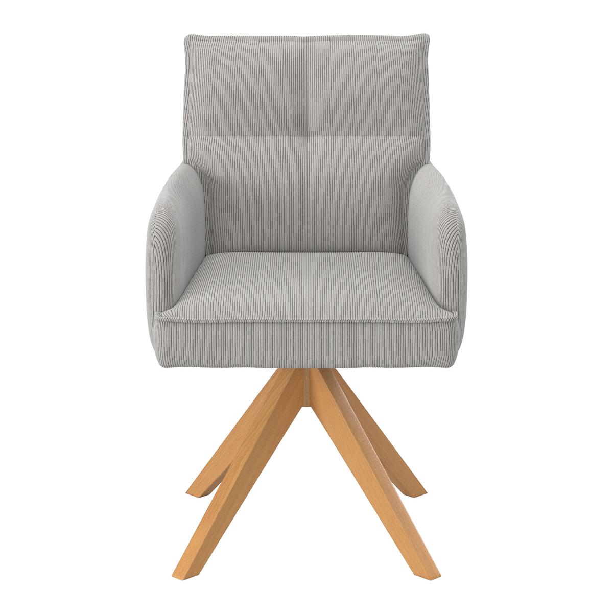Stolička s podrúčkami FELINA - prírodná farba/svetlosivá, Modern, kov/drevo (57/94/64cm) - Bessagi Home
