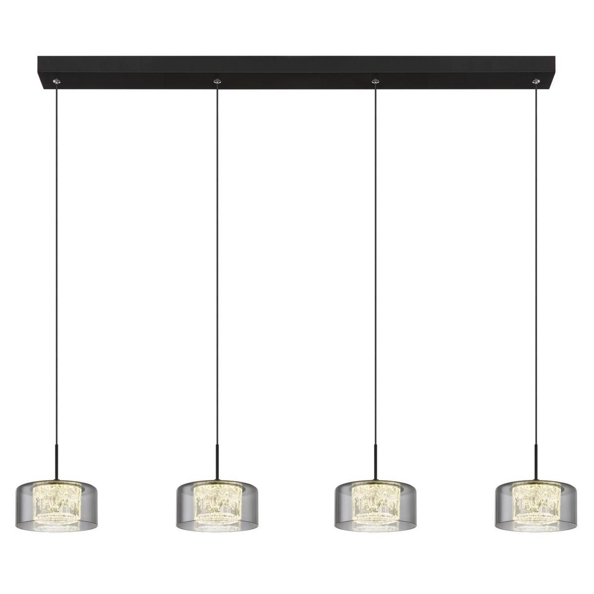 LED-Hängeleuchte 15634-4 Fogsy - Klar/Schwarz, Design, Glas/Kunststoff (105/15/150cm) - Globo
