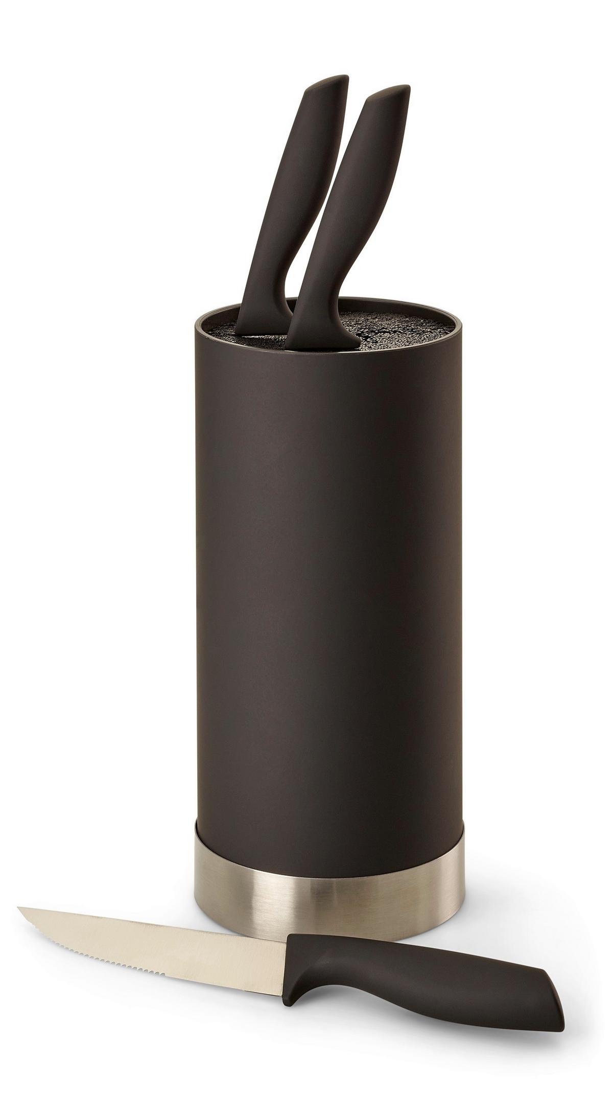 Messerblock Schwarz/Silbern Kunststoff 4-teilig - Silberfarben/Schwarz, Basics, Kunststoff (11/22cm) - Echtwerk