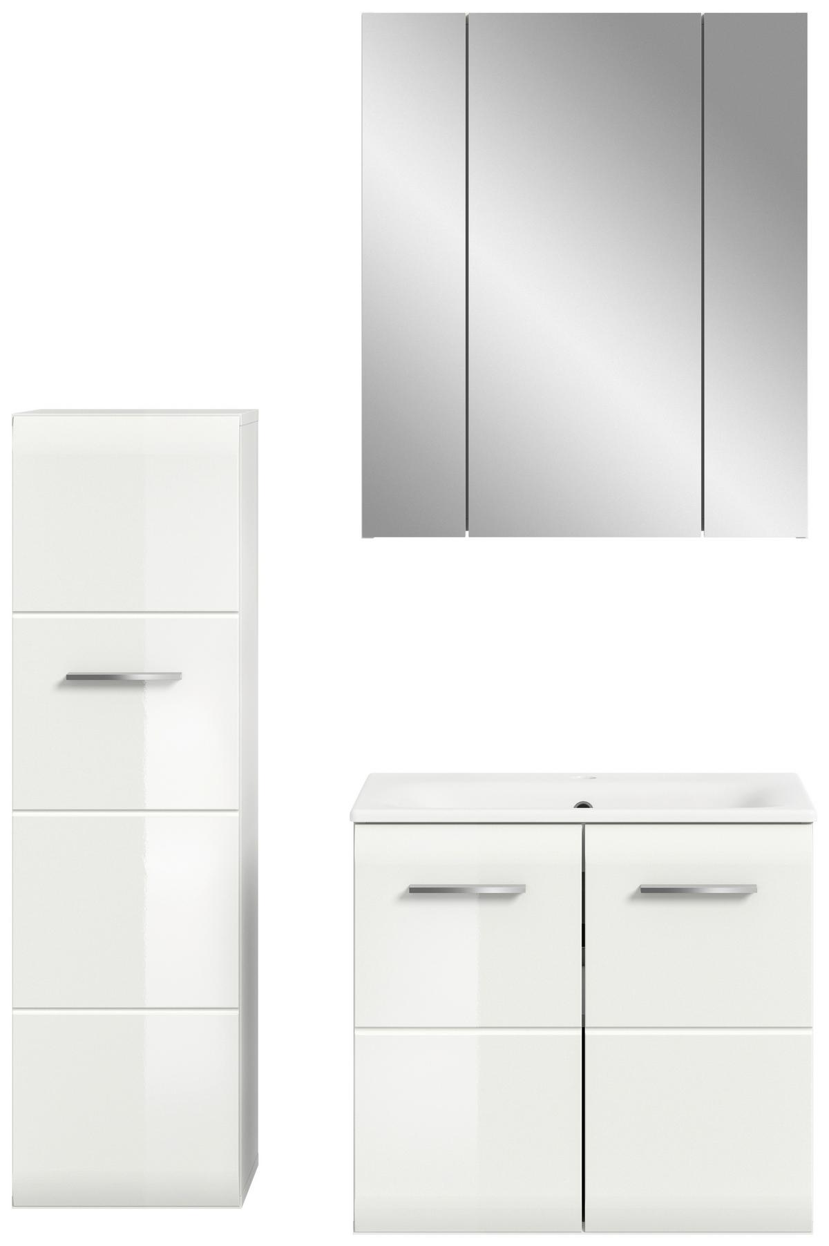 Badezimmer Ice Weiß Hg B: 90 Cm - Weiß Hochglanz/Schwarz, MODERN, Keramik/Holzwerkstoff (90/165/30cm) - MID.YOU