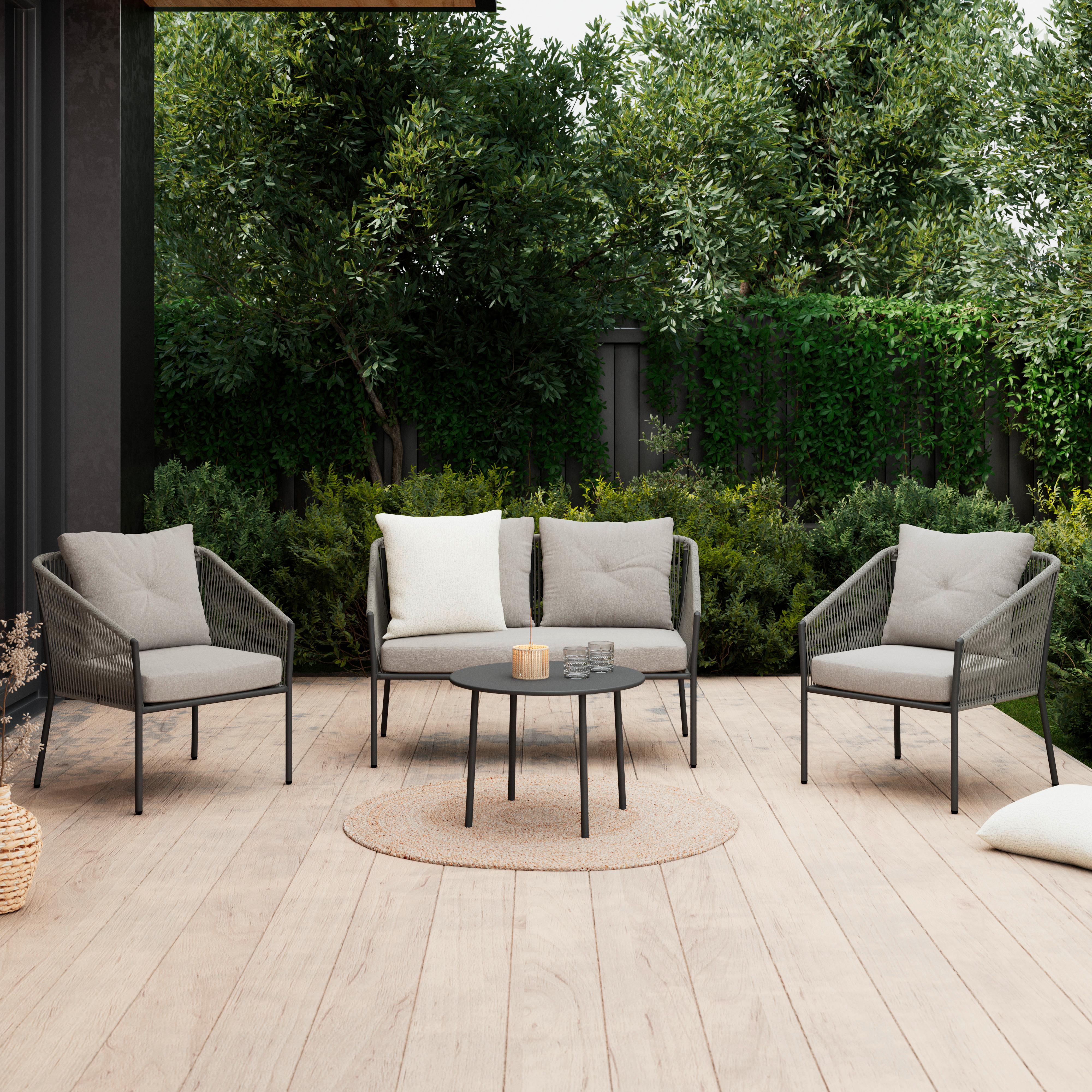 ZAHRADNÍ SADA REINI - šedá/tmavě šedá, Moderní, kov/textil (120/74/68cm) - Mömax