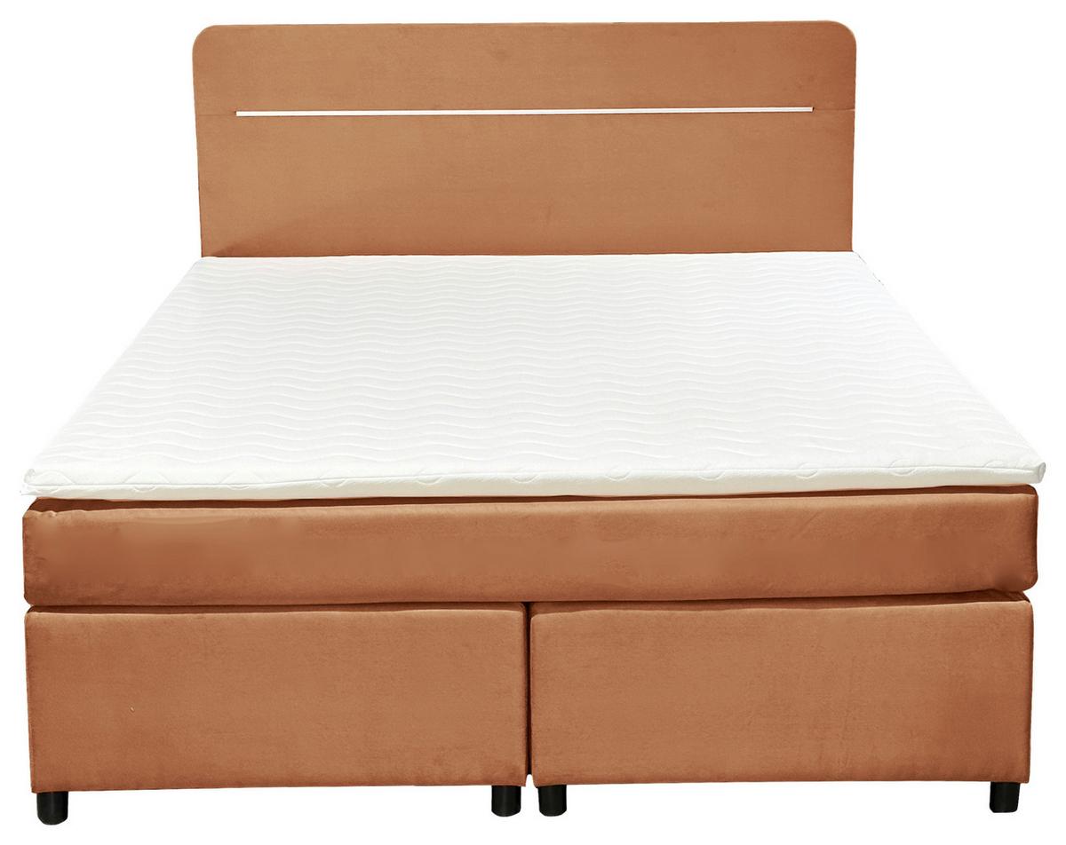 Boxbett mit Topper 160x200 cm Stream Beige - Beige/Schwarz, Basics, Holz/Textil (160/200cm) - Livetastic