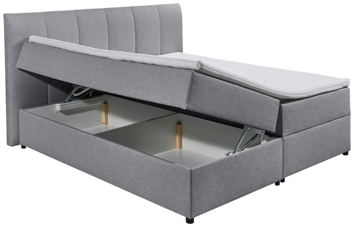 Boxspring postel  GRANADA šedá 180x200 cm - šedá/černá, Basics, textil/plast (180/200cm) - MID.YOU