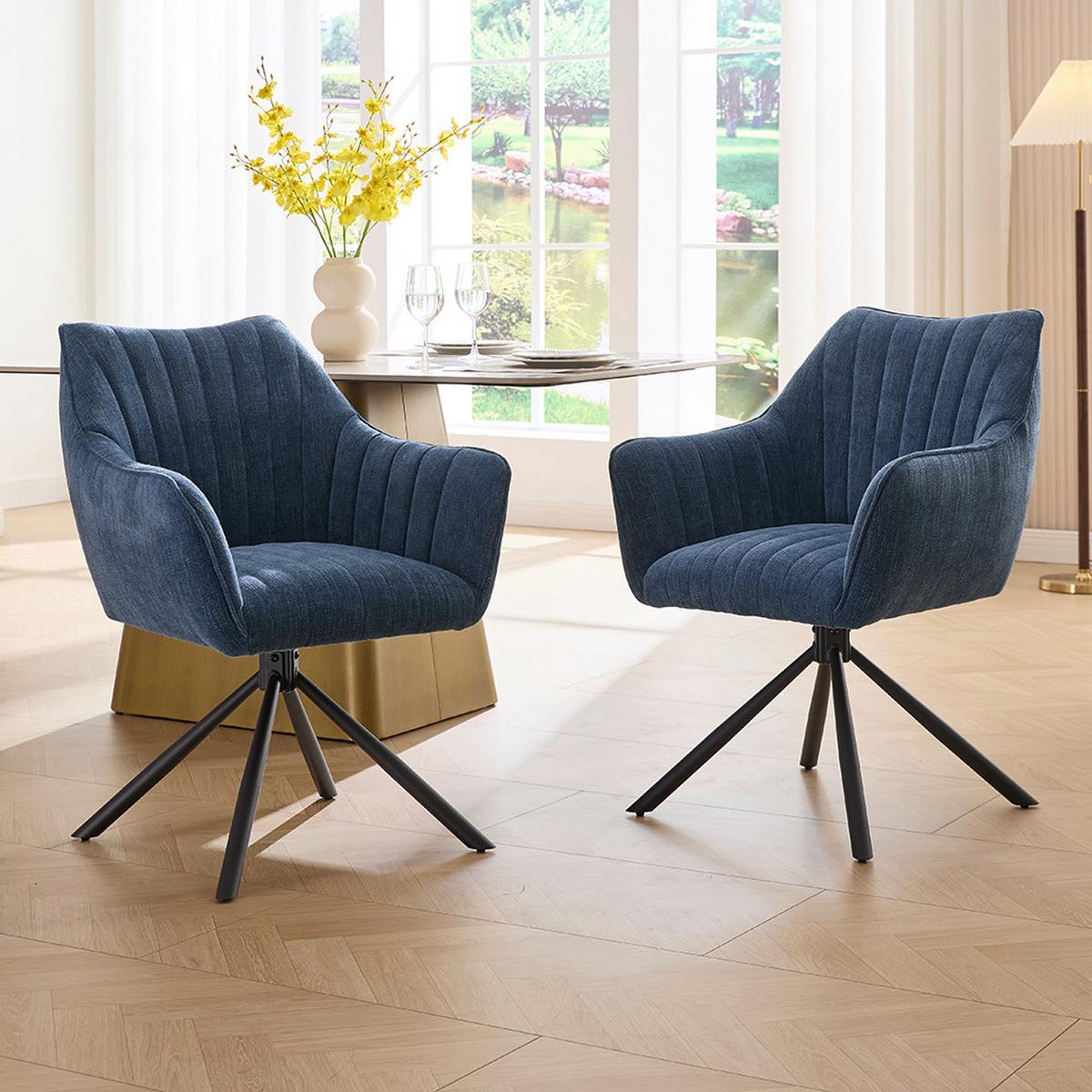 STOLIČKA S PODRÚČKAMI TRIENT - modrá/čierna, Modern, kov/textil (63/88/62cm) - Premium Living