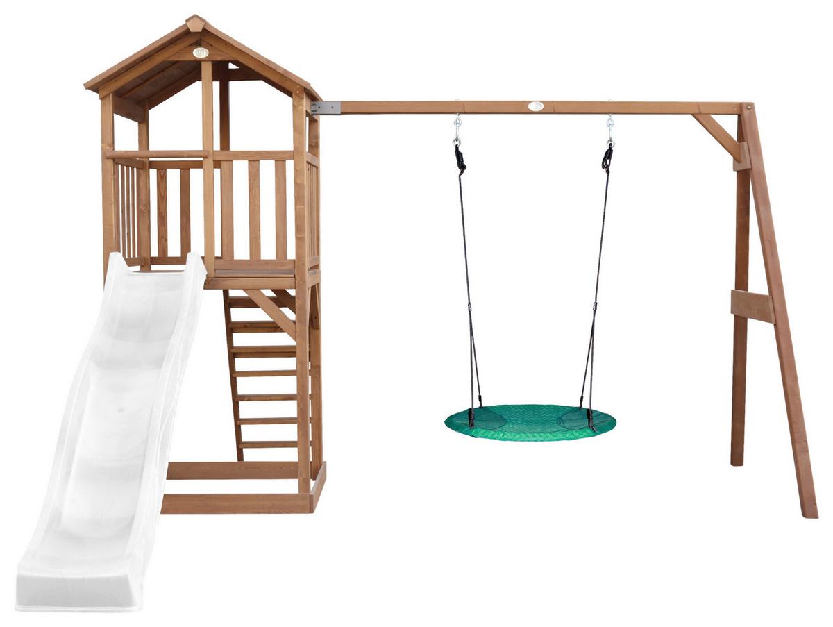 Spielturm A025.123.90 - Braun/Weiß, KONVENTIONELL, Holz/Kunststoff (356,6/241,9/349cm) - Ambia Garden