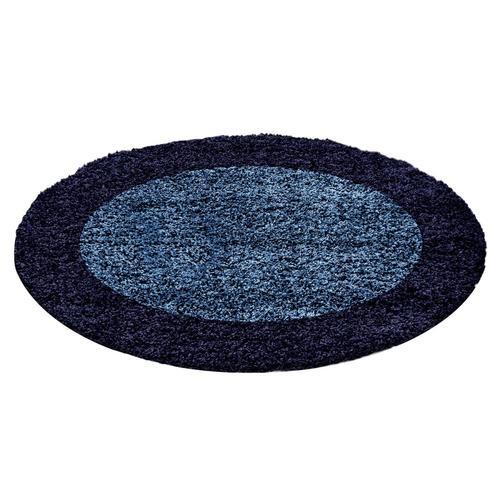 Hochflor Teppich Dunkelblau Life Rund Ø 200 cm - Blau/Dunkelblau, KONVENTIONELL, Textil (200cm) - Novel