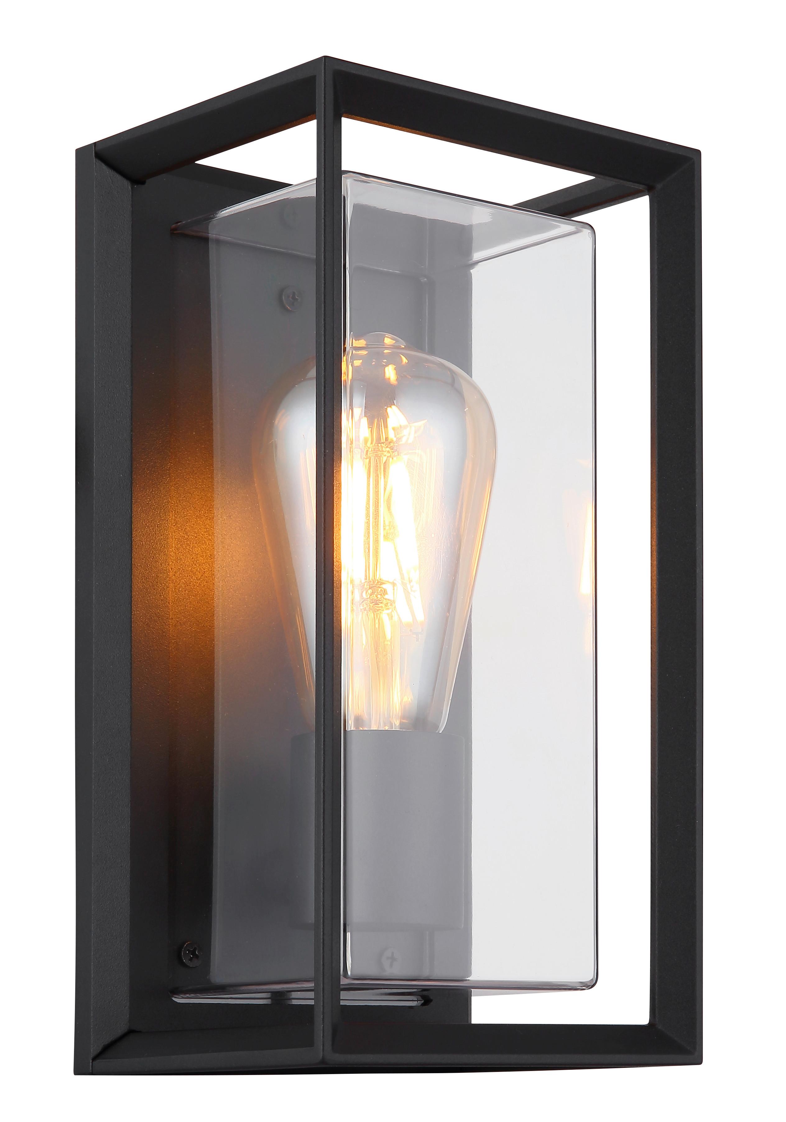 Außenleuchte 31982s - Klar/Schwarz, KONVENTIONELL, Kunststoff/Metall (13/12,2/24,8cm) - Globo