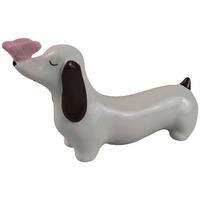 Dekohund Stefan - Pink/Braun, KONVENTIONELL, Keramik (20,5/5,5/11,2cm) - Luca Bessoni