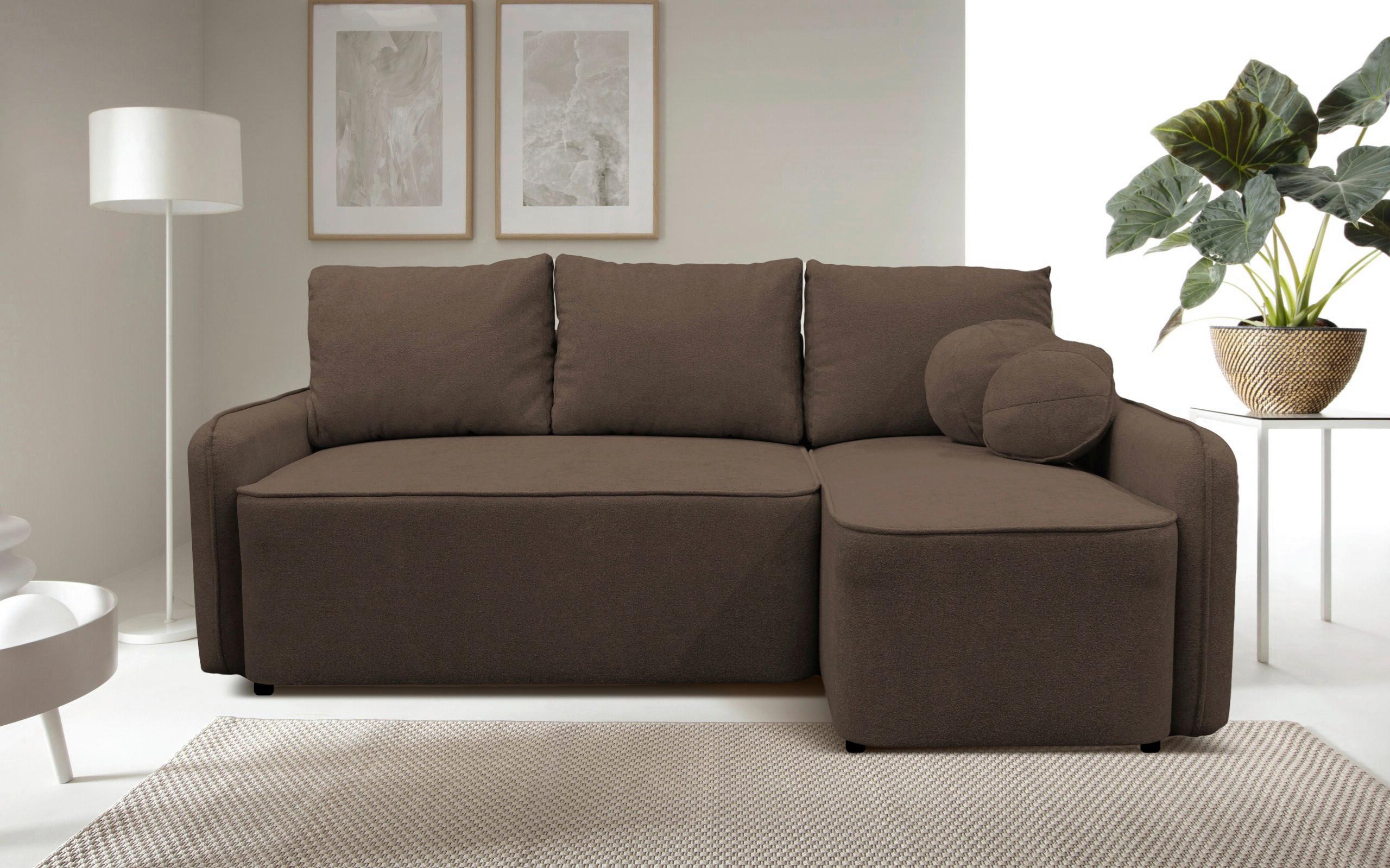 Ecksofa Fancy Braun 209x143 Cm - Schwarz/Braun, Design, Textil (209/143cm) - MID.YOU