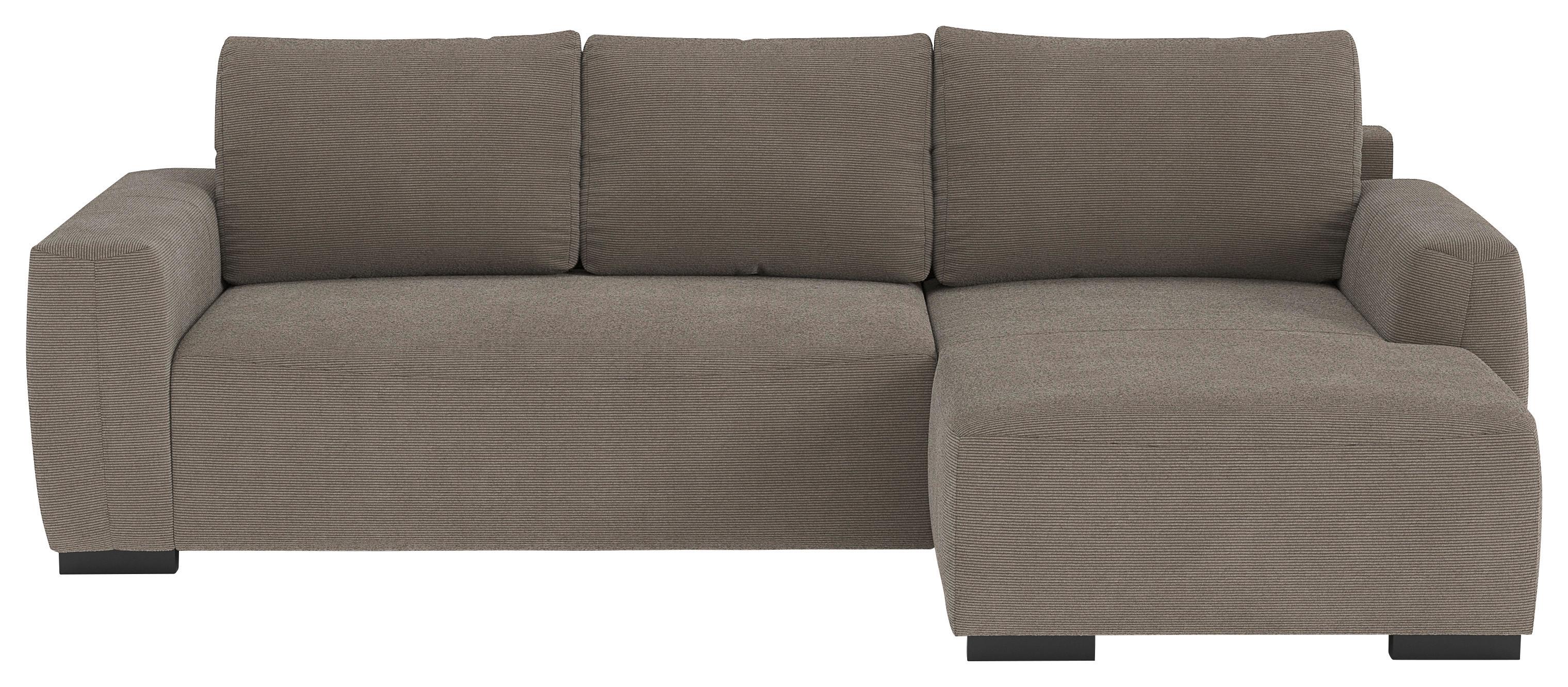 Ecksofa mit Bettfunktion Giro Cord taupe, B: 252cm - Taupe/Schwarz, Trend, Textil (252/170cm) - MID.YOU