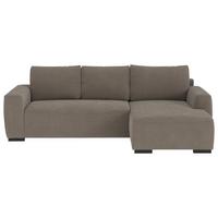 Ecksofa mit Bettfunktion Giro Cord taupe, B: 252cm - Taupe/Schwarz, Trend, Textil (252/170cm) - MID.YOU