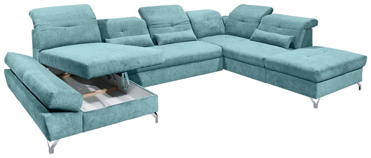 Ecksofa Melfi Türkis U: 168 cm - Türkis/Silberfarben, MODERN, Textil (168/350/245cm) - MID.YOU
