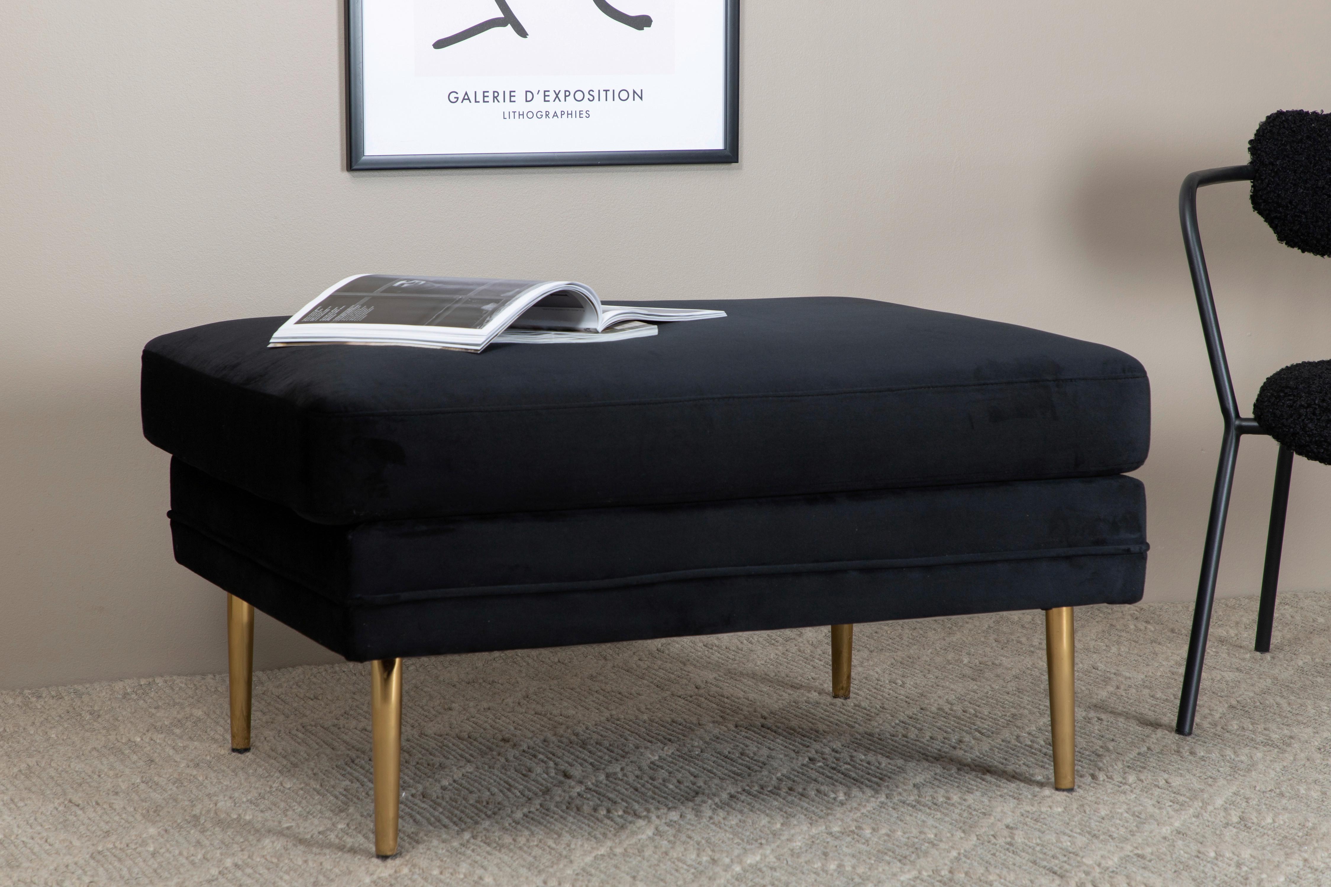 Hocker Boom - Goldfarben/Schwarz, Design, Textil/Metall (90/49/70cm) - Livetastic