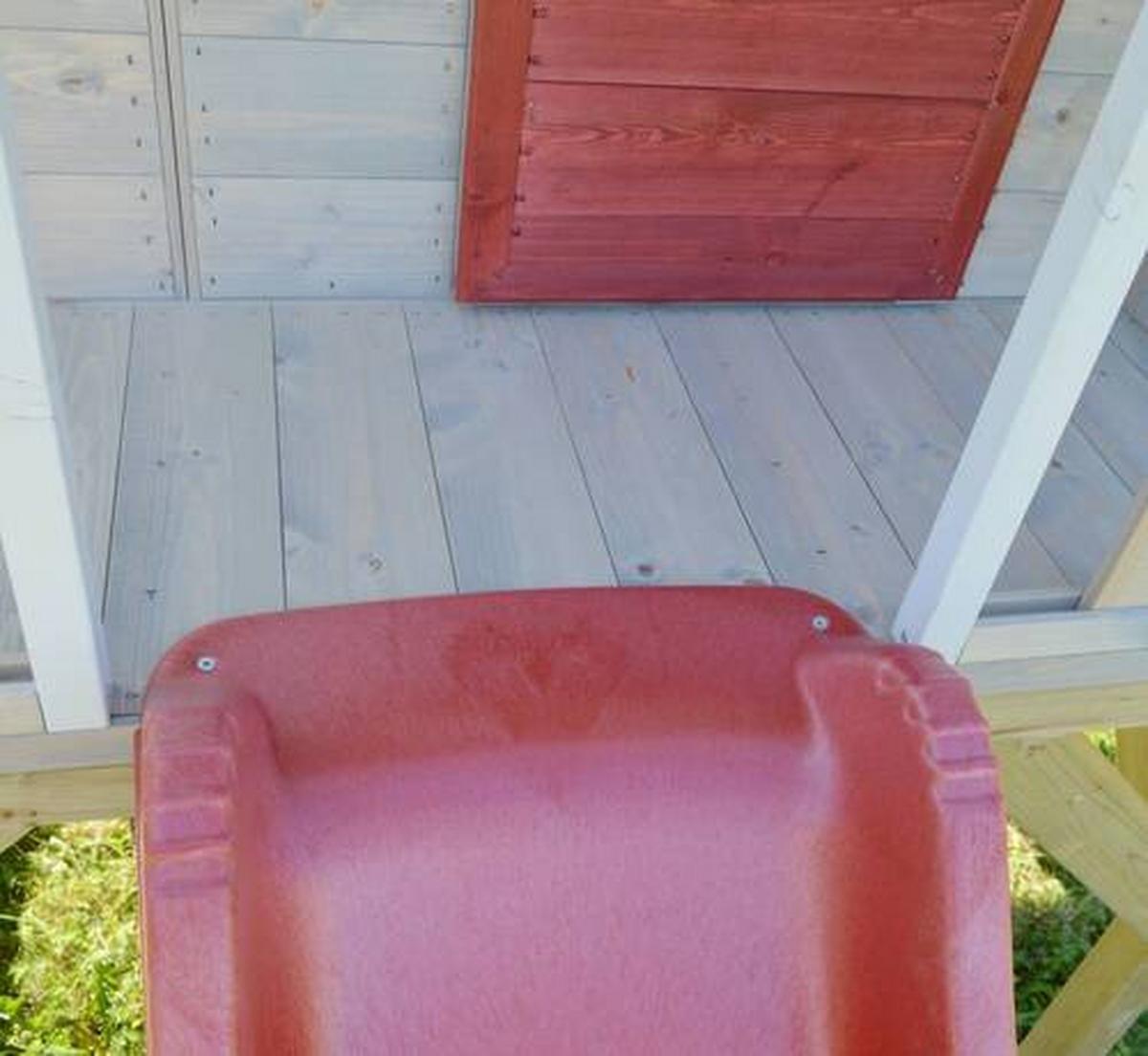 Spielhaus Frosch Naturfarben/Rot, B: 197 cm - Rot/Naturfarben, KONVENTIONELL, Holz (197/242/280cm)