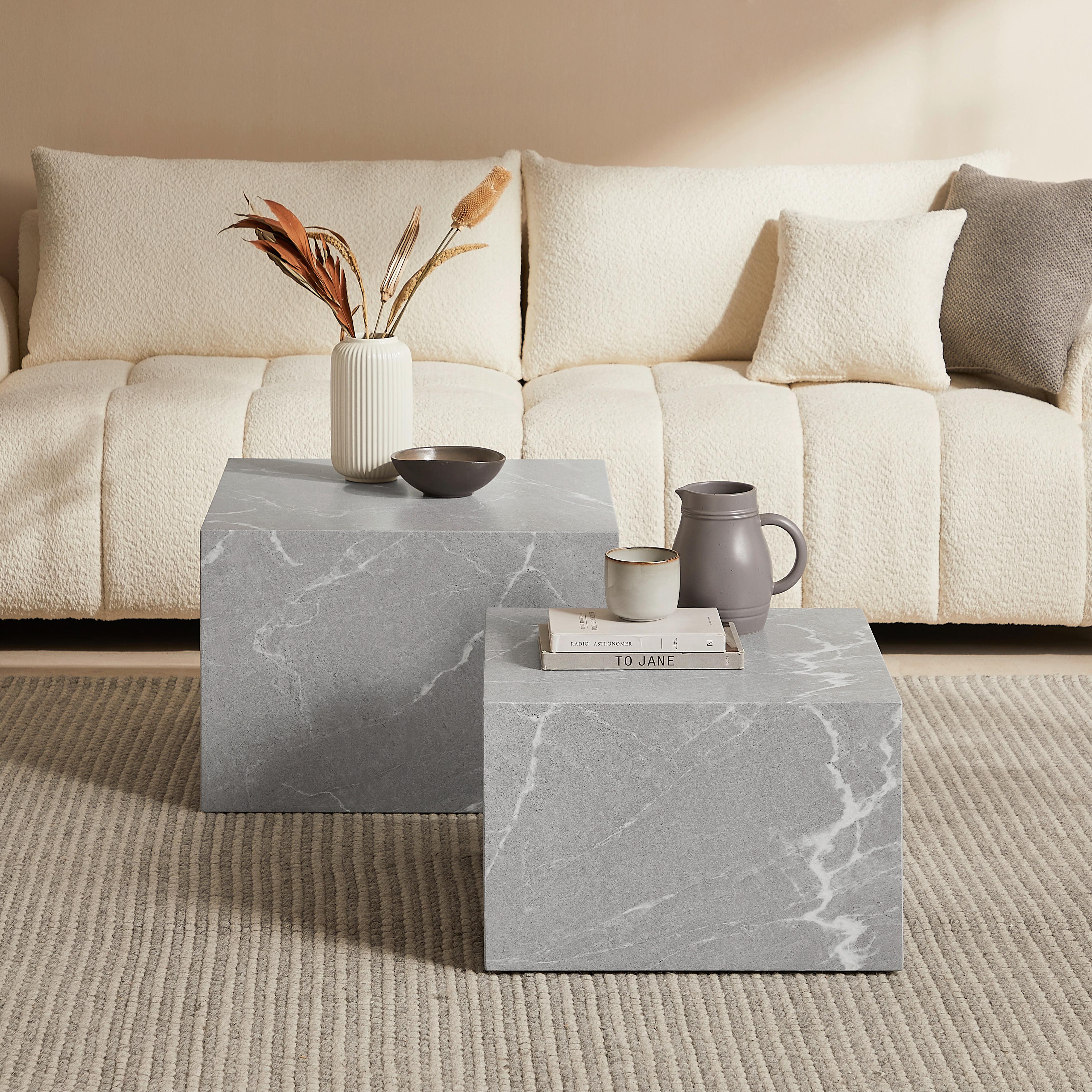 Couchtischset 2-teilig Grau - Grau, Design, Holzwerkstoff (58-50/58-50/40-33cm) - Livetastic