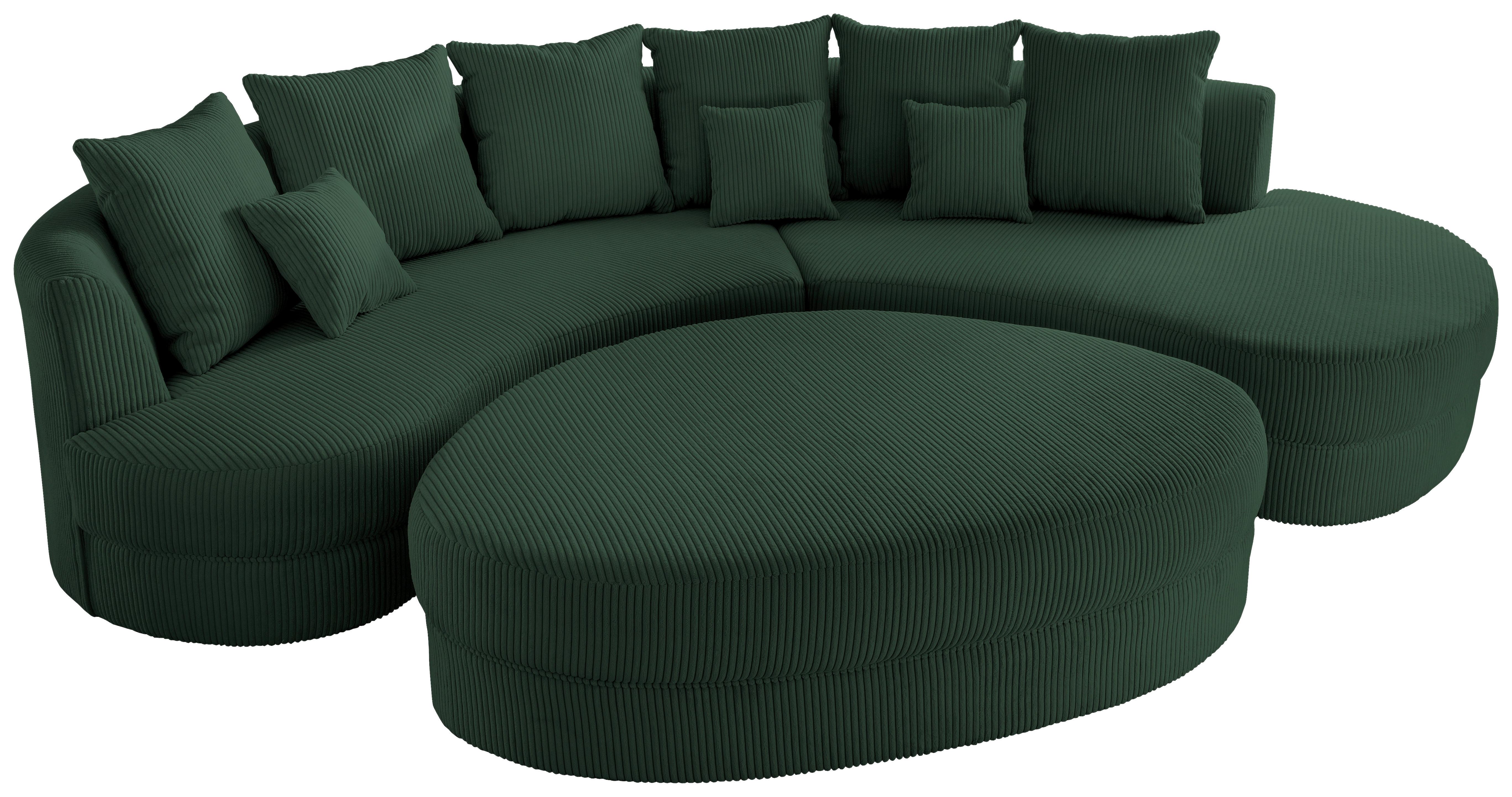 Wohnlandschaft Limoncello Dunkelgrün S: 300x160 cm - Dunkelgrün/Schwarz, Design, Textil (300/160cm) - Livetastic