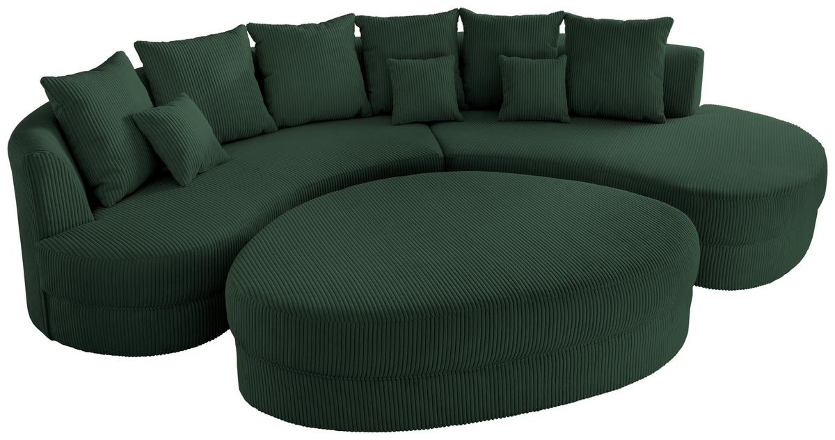 Wohnlandschaft Limoncello Dunkelgrün S: 300x160 cm - Dunkelgrün/Schwarz, Design, Textil (300/160cm) - Livetastic