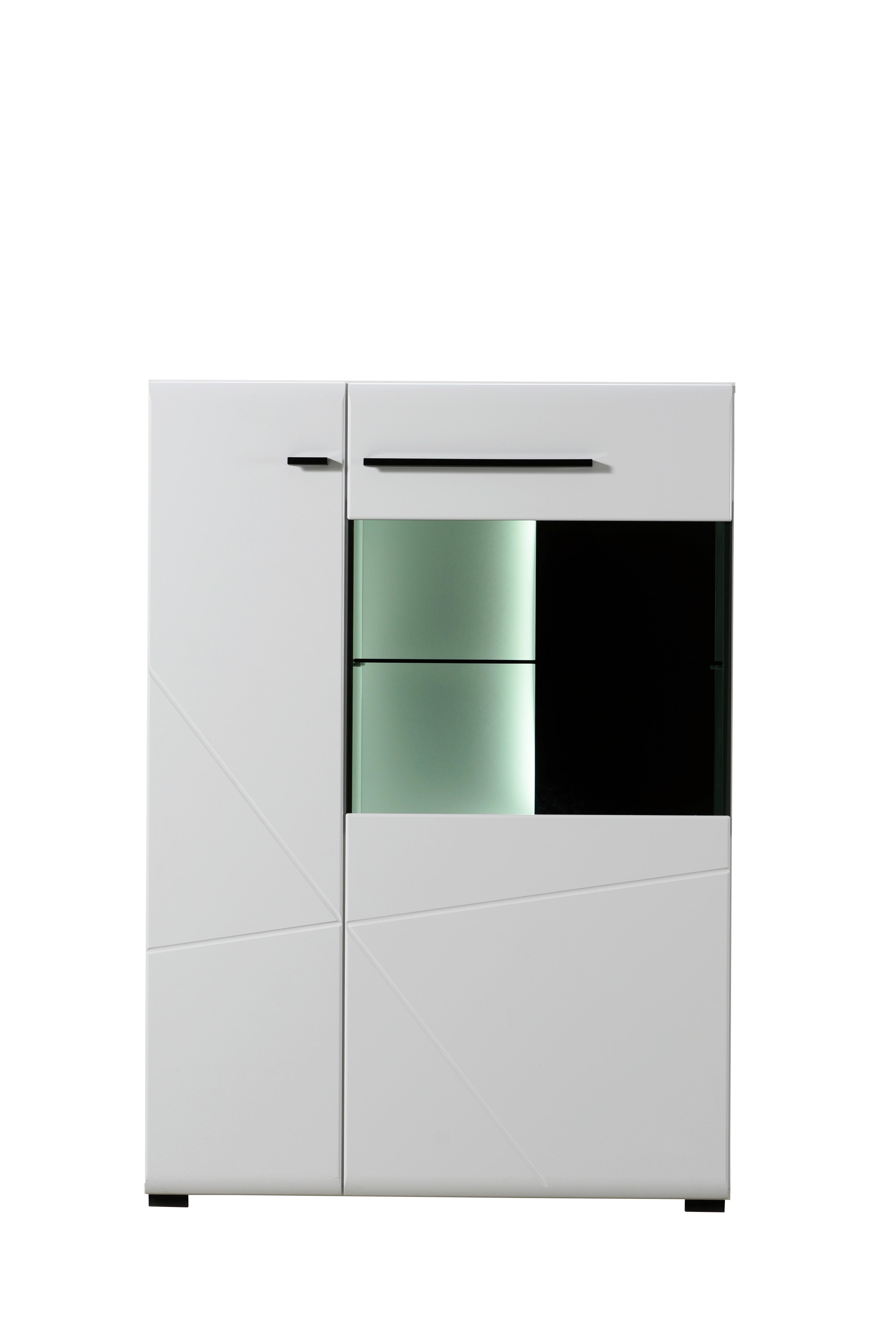 Vitrin Trentino - fehér, Modern, faalapú anyag/üveg (87,5/124/35cm)