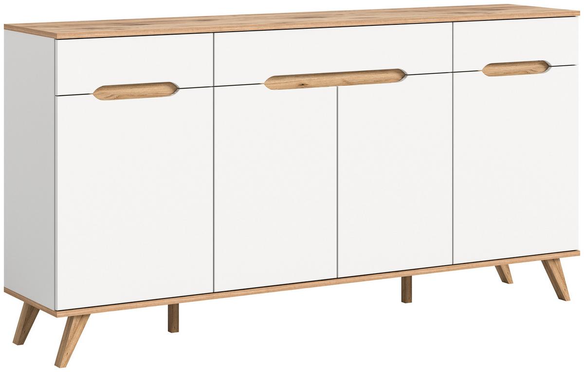 Sideboard Stockholm Eichefarben/weiß B: 185 Cm - Eichefarben/Weiß, Design, Holzwerkstoff (185/95/40cm) - MID.YOU