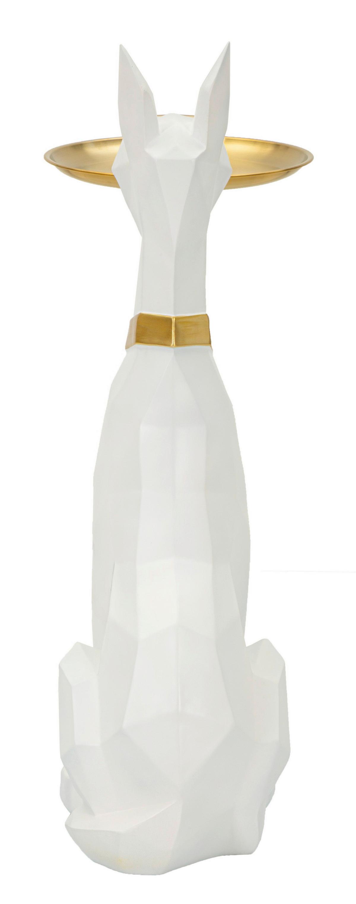 Skulptur Kunststoff/metall, Weiß/gold - Basics, Kunststoff/Metall (31/73/22cm)