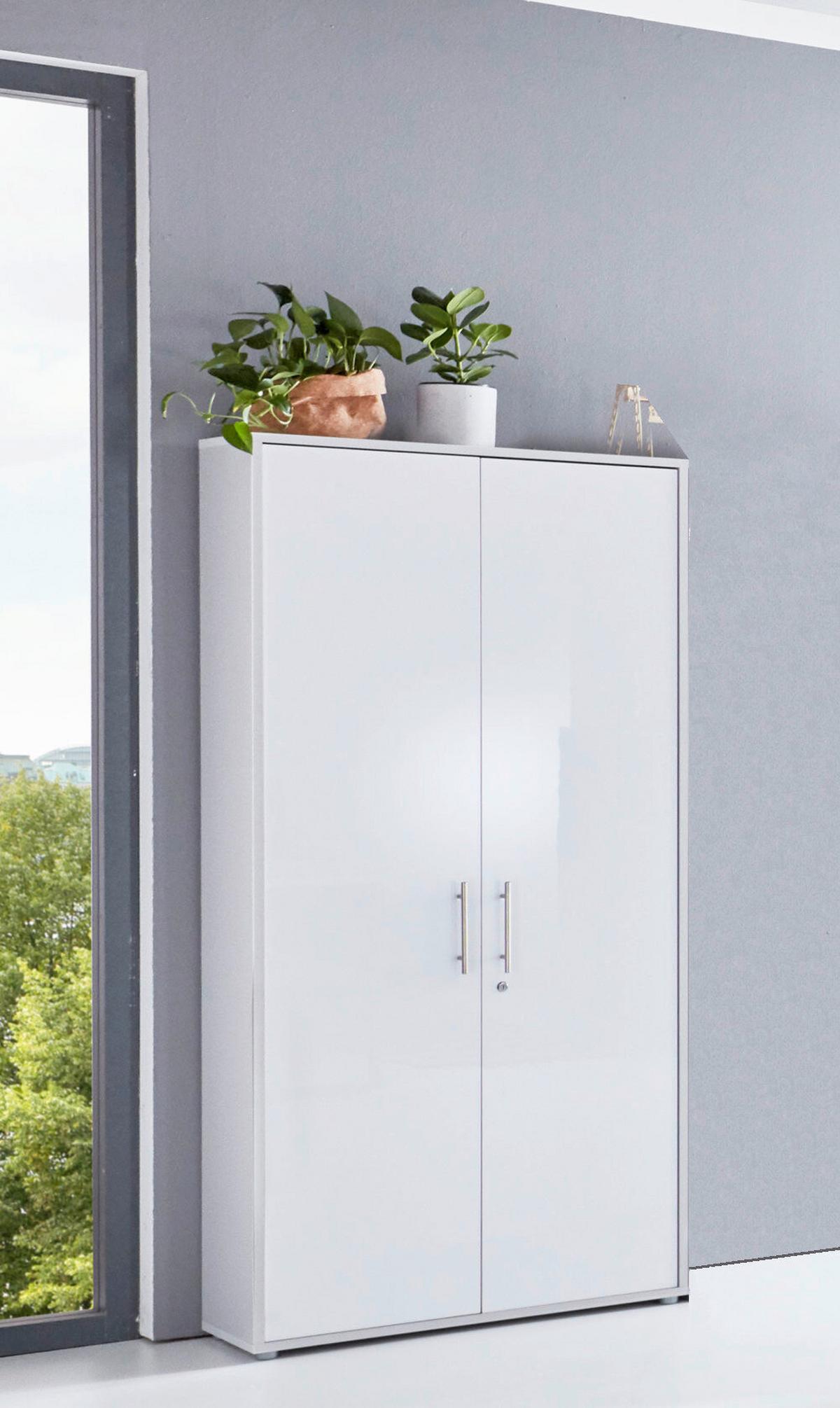 Büro Office Edition Grau/weiß Hochglanz - Weiß Hochglanz/Grau, MODERN, Holzwerkstoff/Metall - MID.YOU