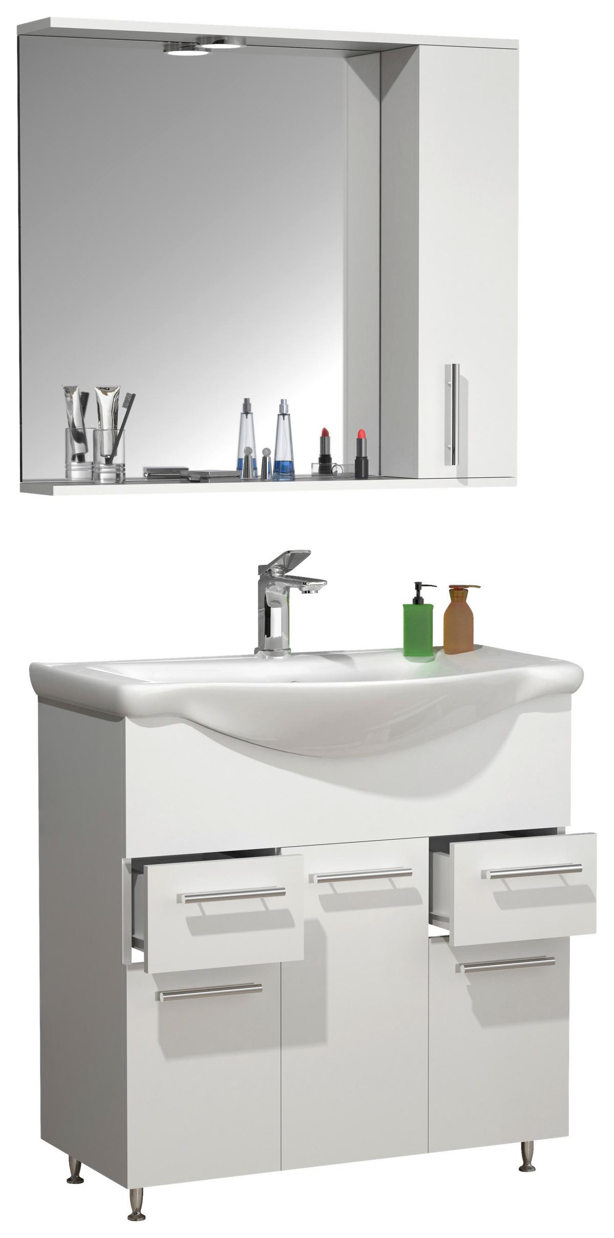 Badezimmer Lisalo Xl - Silberfarben/Weiß, MODERN, Glas/Keramik (75cm) - MID.YOU