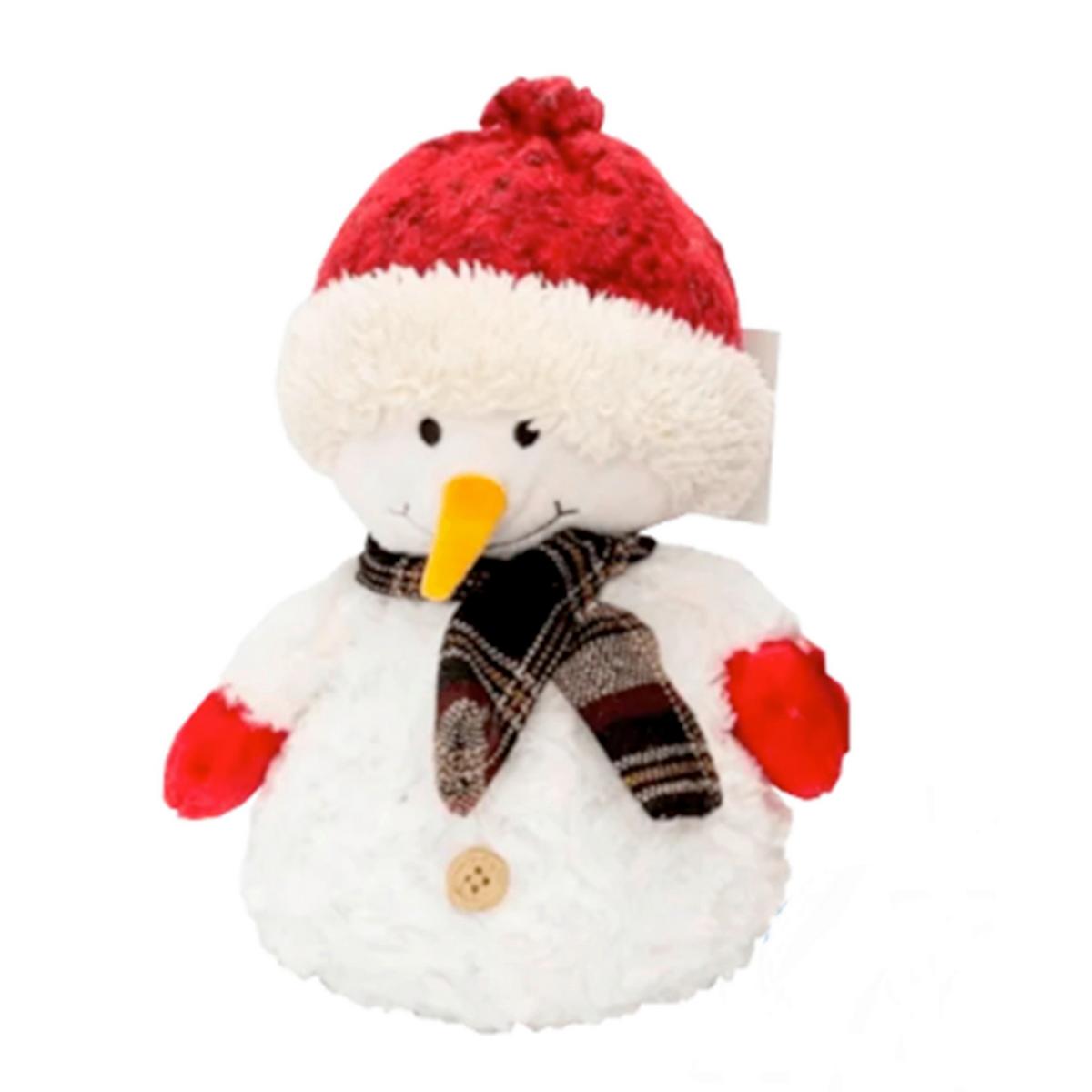 Ajtókitámasztó Hóember - piros/fehér, kő/textil (25/15cm)