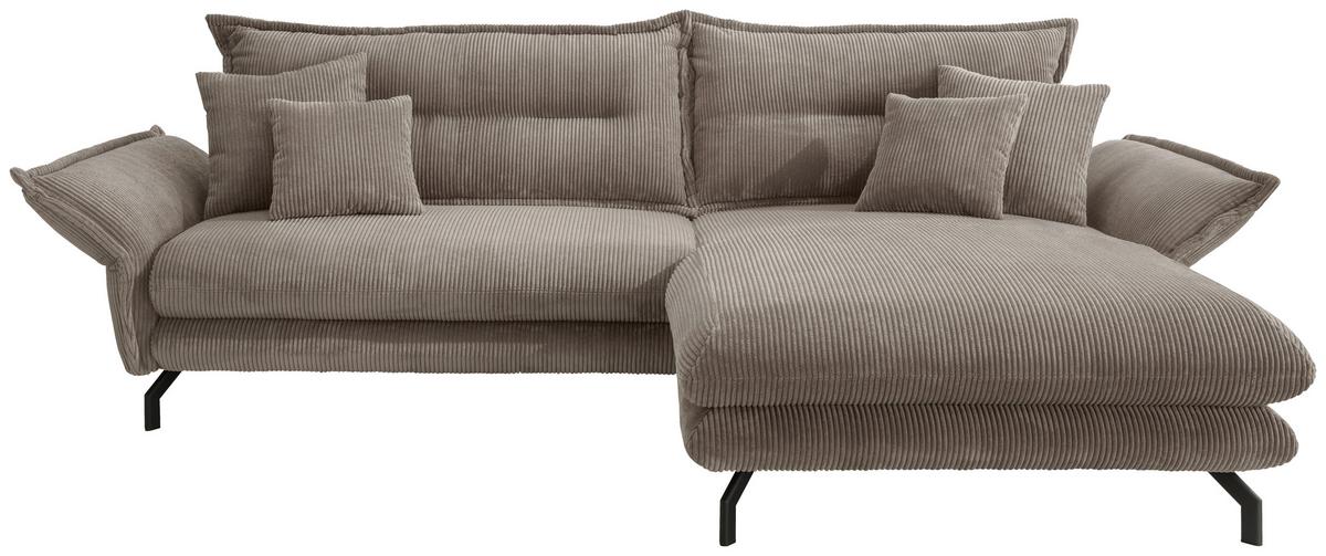 Ecksofa Lava Graubraun S: 255/180 Cm - Graubraun/Schwarz, MODERN, Textil (255/180cm) - Livetastic
