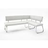Eckbank Arco Leder Weiß B: 200 Cm - Edelstahlfarben/Weiß, Trend, Leder/Metall (200/150cm)