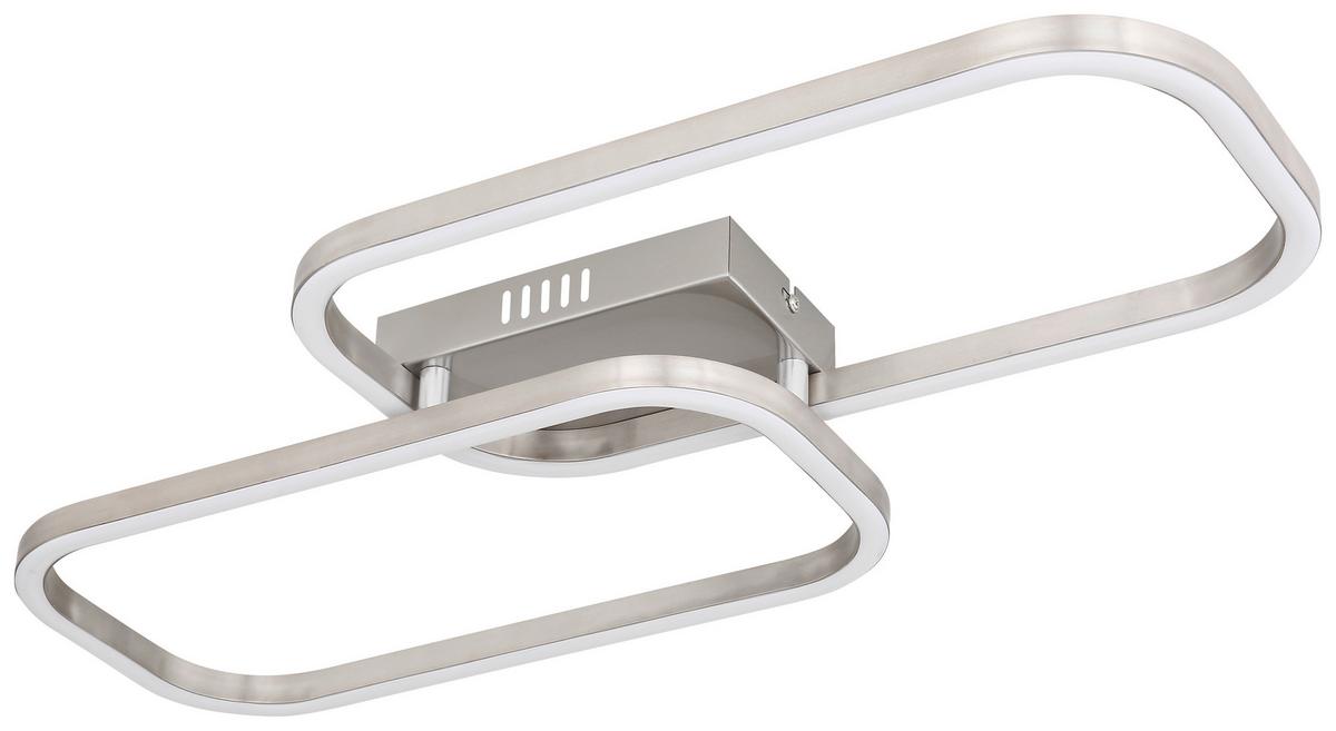 LED-Deckenleuchte L: 62,6 cm, 1-Flammig - Opal/Nickelfarben, Design, Kunststoff/Metall (62,6/30,6/6cm) - Globo
