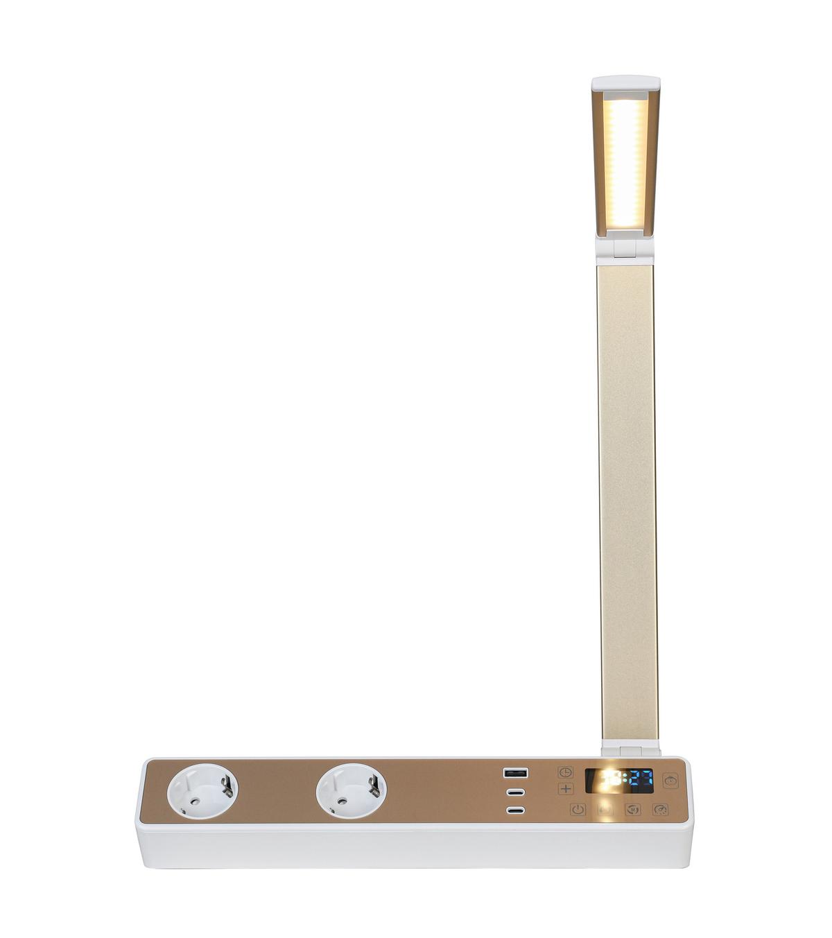 LED LAMPA NA PSACÍ STŮL MULTI - bílá/barva růžového zlata, Moderní, kov/plast (33/10,5/37-66cm) - Mömax