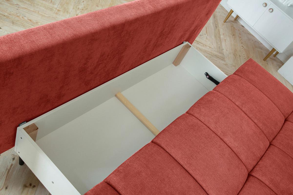 Schlafsofa Bobbio Koralle B: 204cm - Koralle/Schwarz, MODERN, Textil (204/90/95cm) - MID.YOU