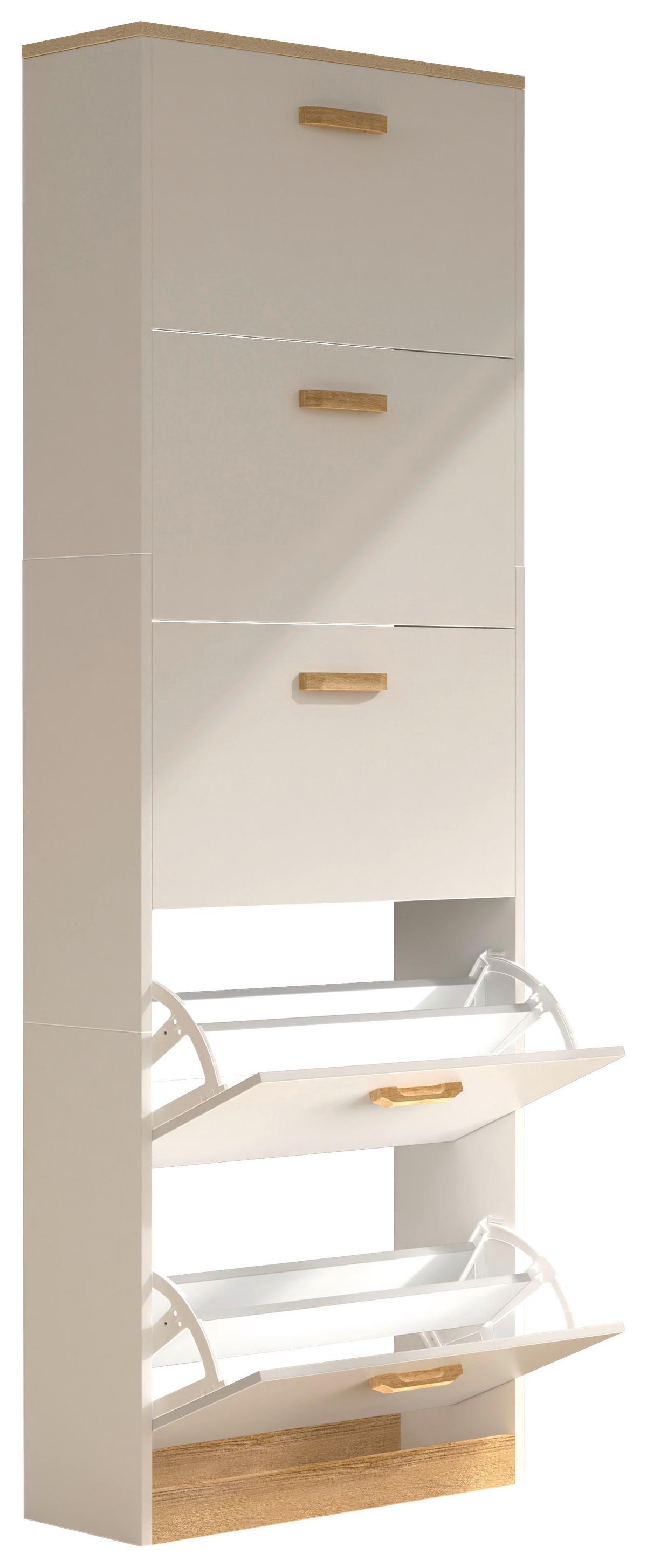 Schuhschrank Halom Weiß/honigeiche - Honigeiche/Weiß, LIFESTYLE, Holzwerkstoff (59/170/22cm) - MID.YOU