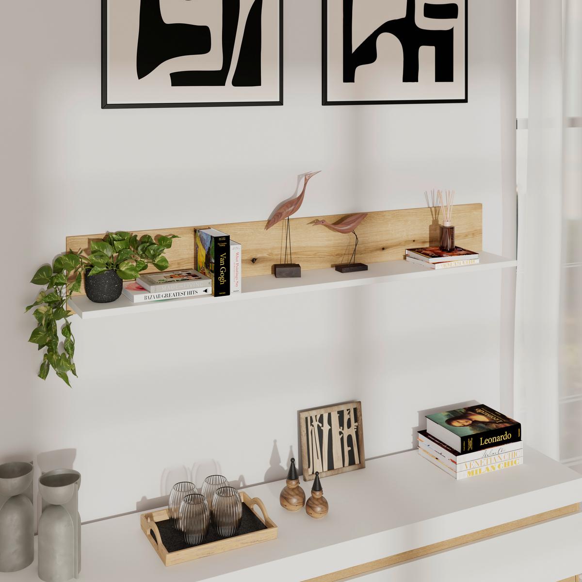 Wandboard Calabria Weiß/Eiche Dekor B: 160 cm - Eichefarben/Weiß, Trend, Holzwerkstoff (160/24/21,6cm)