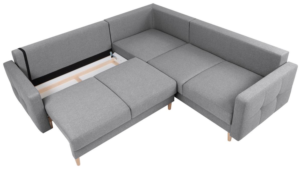 Eckschlafsofa Noret Hellgrau S: 242/242 cm - Dunkelgrau/Eiche Wotan, KONVENTIONELL, Textil (242/242cm) - MID.YOU