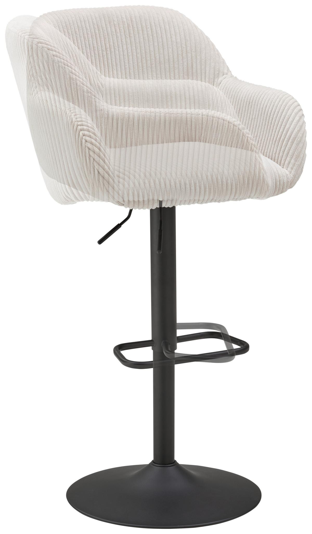 Barhocker Kiana - Beige/Schwarz, LIFESTYLE, Textil/Metall (44/95-117/55cm) - Livetastic