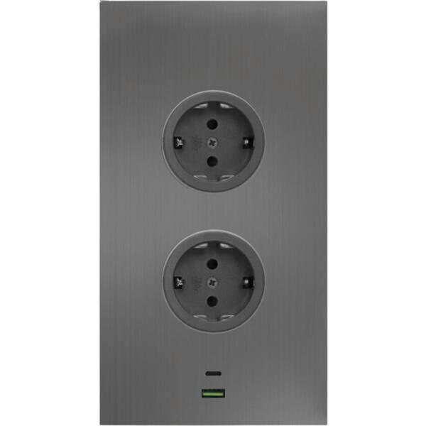 STECKDOSENELEMENT ELIM - Schwarz, MODERN, Metall (11,5/24cm) - HKT