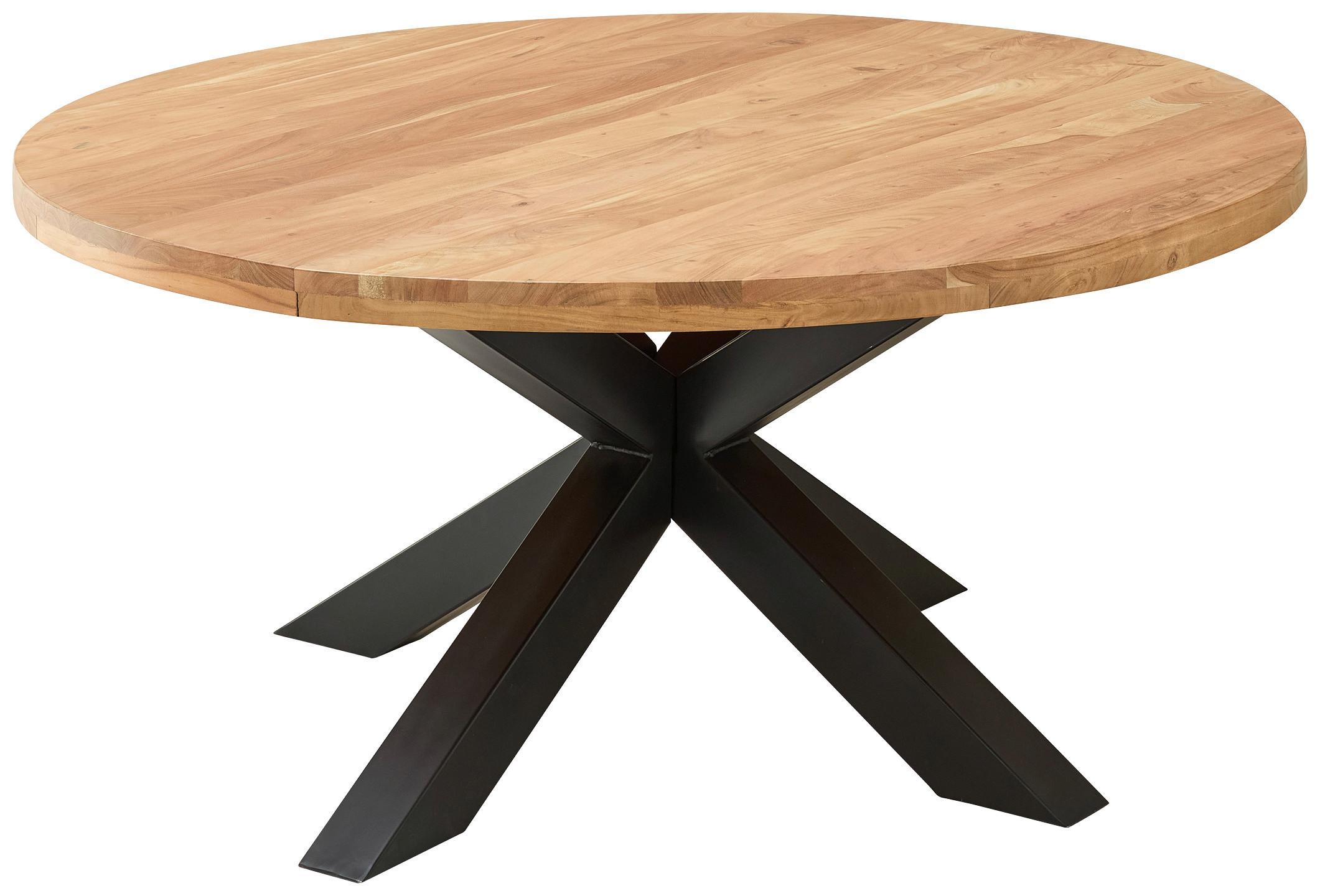Esstisch Brad Schwarz/akaziefarben - Schwarz/Akaziefarben, MODERN, Holz/Metall (160/160/75cm) - Livetastic
