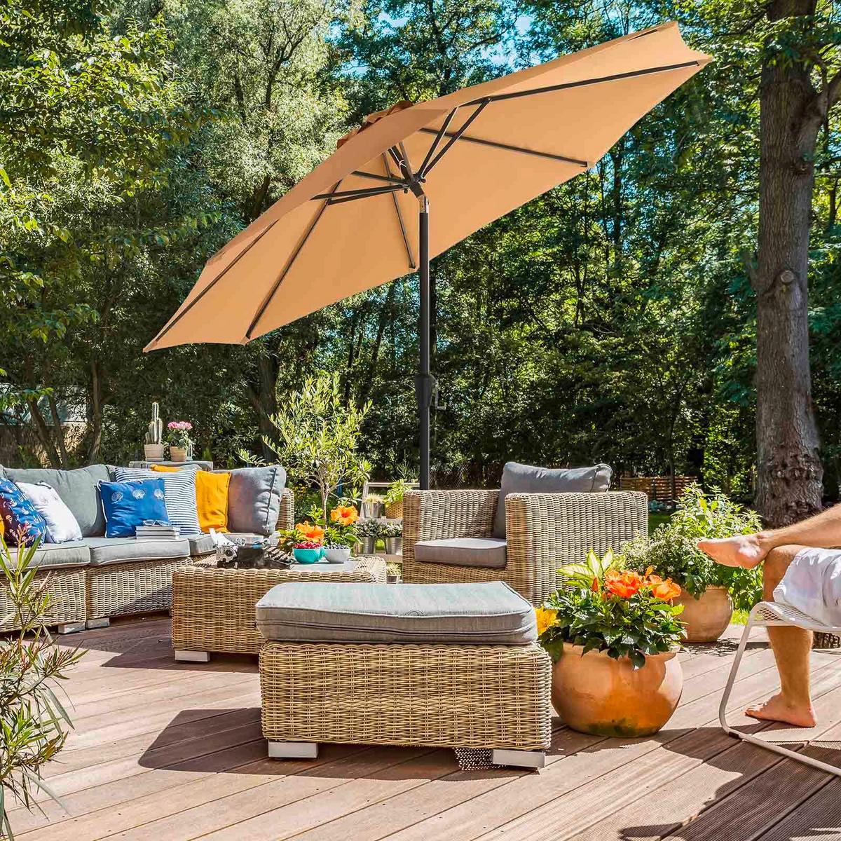 Sonnenschirm Taupe Schwarz Bxl: 300x240 Cm - Taupe/Schwarz, Basics, Textil/Metall (300/240cm) - Modante