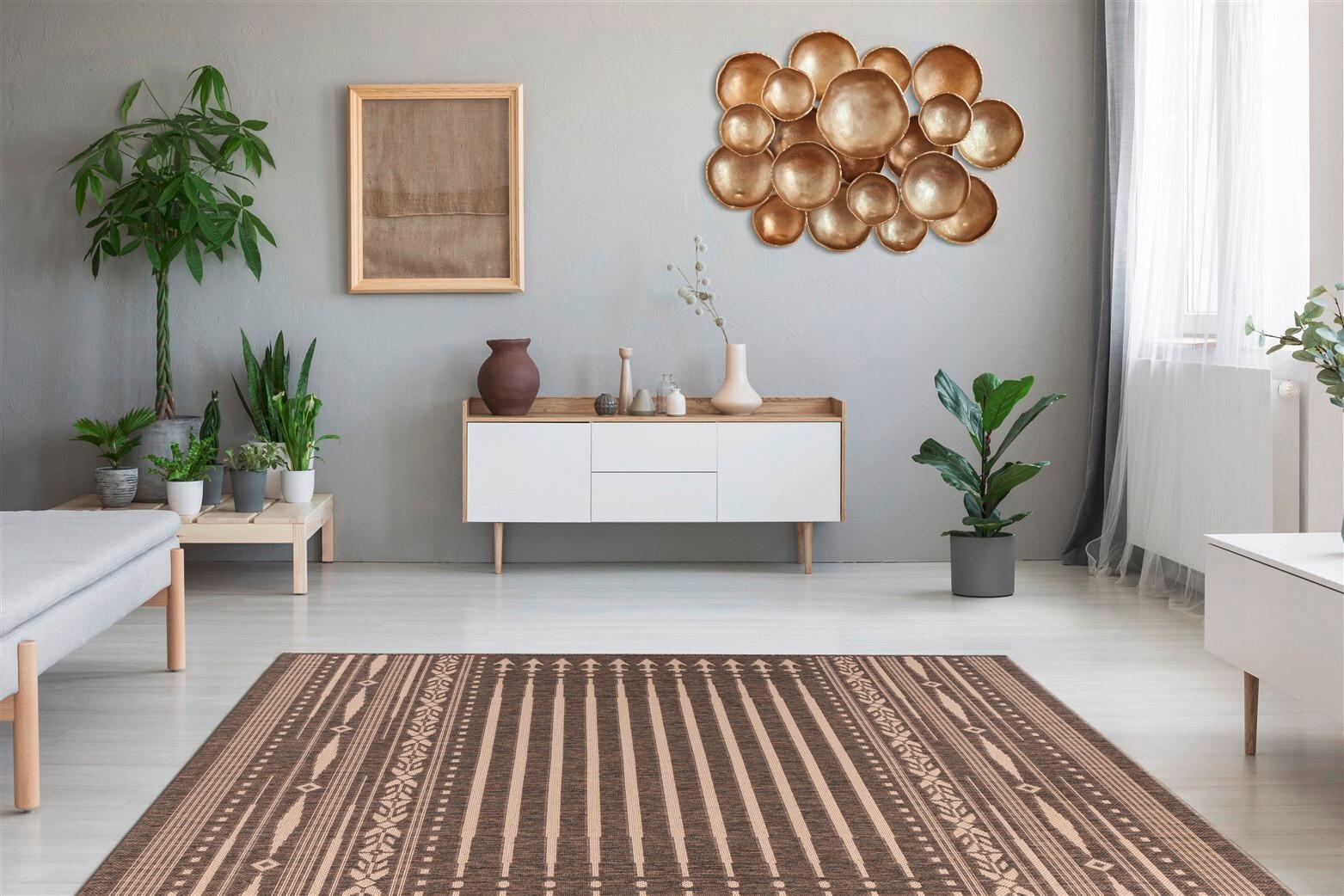 Flachwebteppich Splash 225 Braun/Creme, 200x290 cm - Creme/Braun, KONVENTIONELL, Textil (200/290cm)