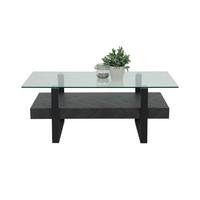 Couchtisch Konrad Dunkelgrau L: 110 cm - Dunkelgrau/Schwarz, Design, Glas/Holzwerkstoff (110/60/43cm) - Livetastic