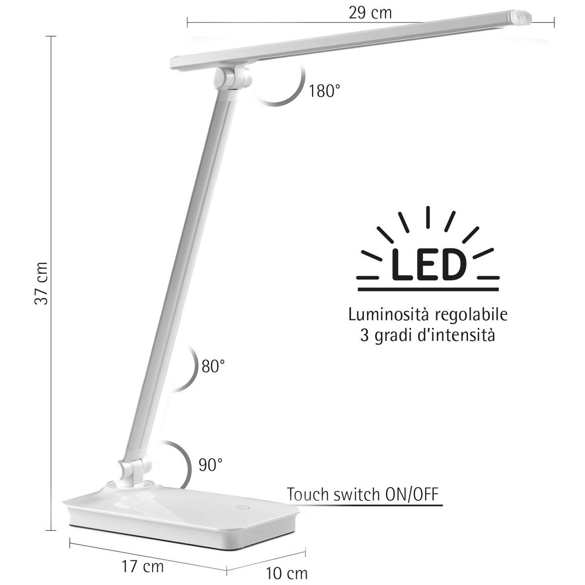 LED-Schreibtischleuchte Deski Weiß Hg L: 29 cm - Weiß Hochglanz/Weiß, Design, Kunststoff/Metall (29/17/27cm)