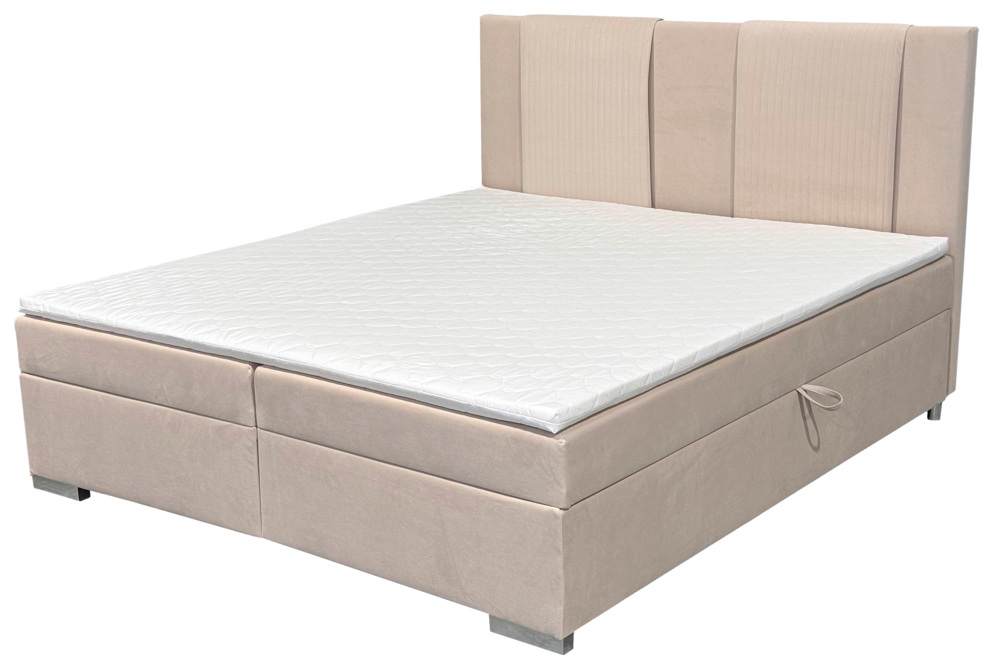 Boxbett Dolly 180x200 Cm - Silberfarben/Creme, Basics, Holzwerkstoff/Textil (180/200cm) - Livetastic