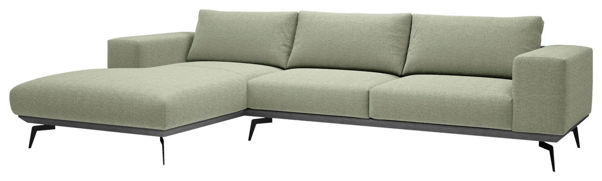 Sedací souprava ALBERO, levá, mátově zelená - černá/mátově zelená, Design, kov/dřevo (180/330cm) - MID.YOU
