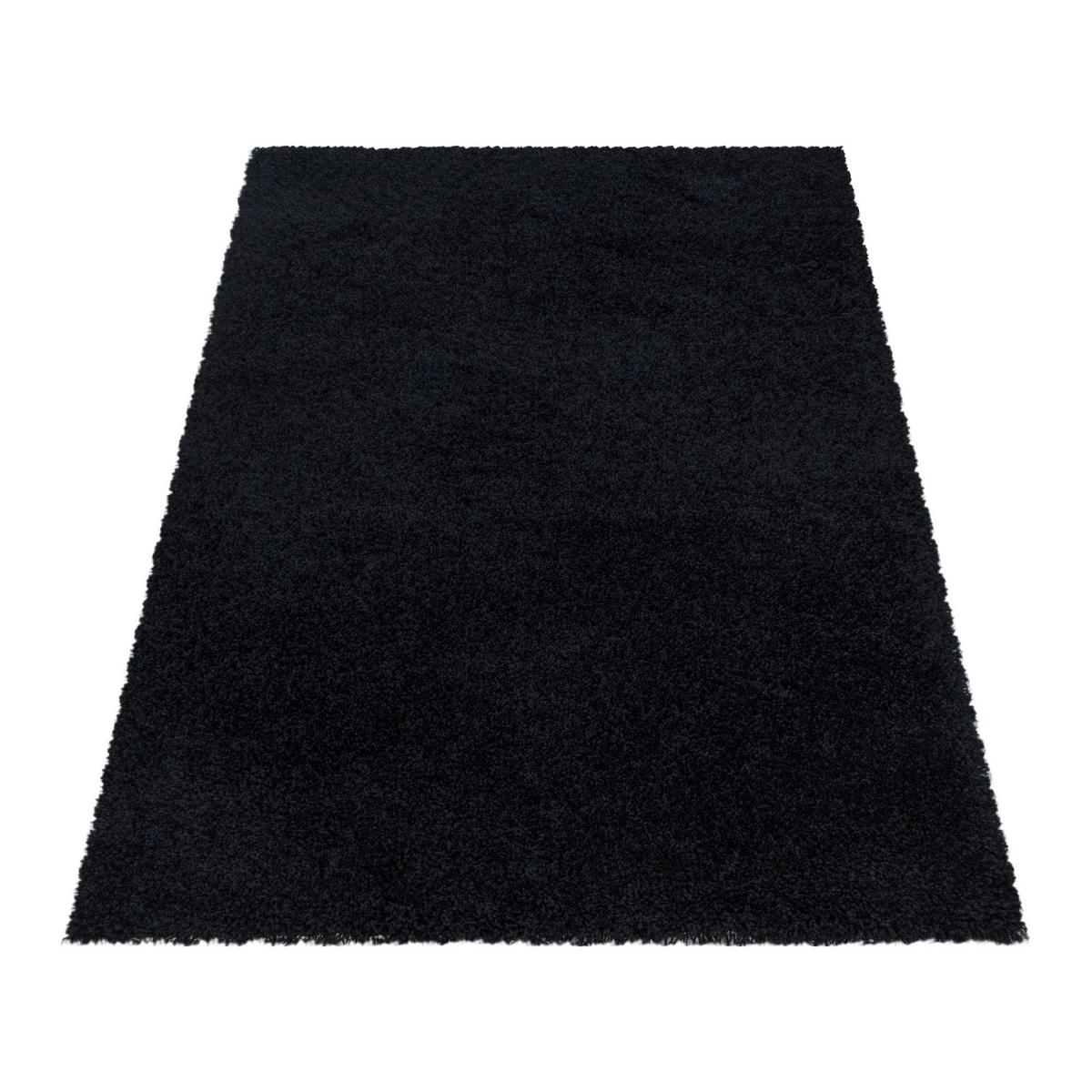 Hochflor Teppich Schwarz Naturfaser Sydney 80x150 cm - Schwarz, Basics, Textil (80/150cm)