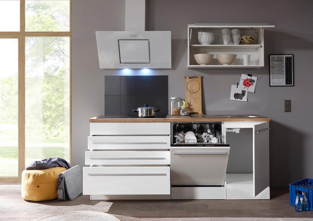 Küchenzeile Premium Mit Geräten B: 320 cm Weiß/Eiche - Eichefarben/Weiß, Basics, Holzwerkstoff (320cm) - Respekta
