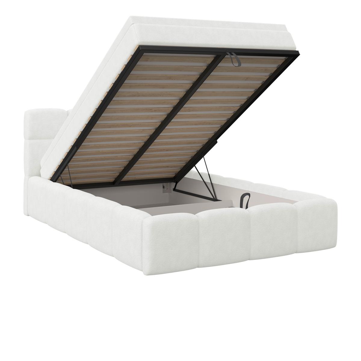 Polsterbett Noe Cremefarben 140x200 Cm - Creme/Schwarz, Trend, Textil/Metall (140/200cm)